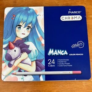 Marco Chroma Manga Color Pencils 24 Pastel Shades Super Premium Art Tin